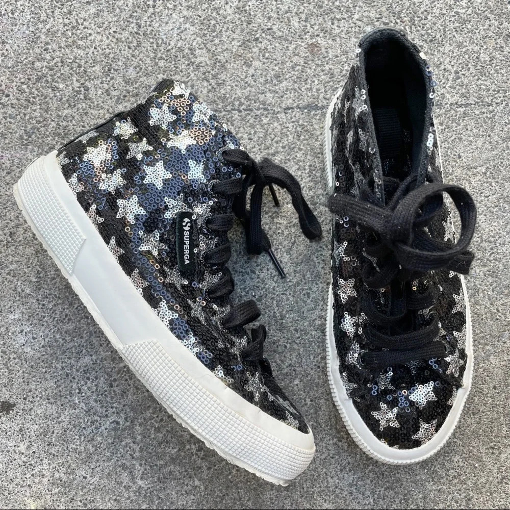 Superga girls sequins star high top sneakers 2.5